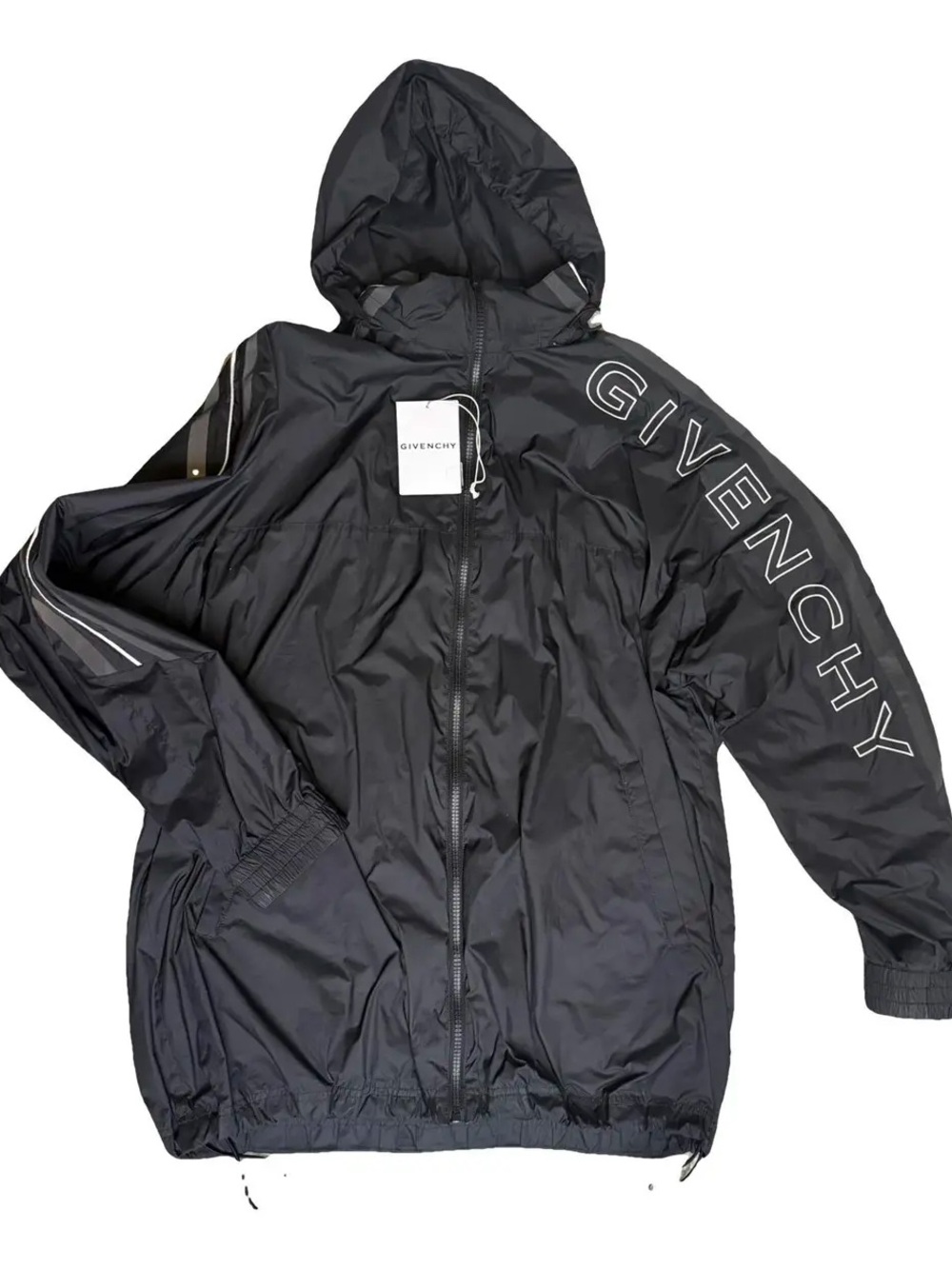 Givenchy Black Hooded Logo Windbreaker Jacket